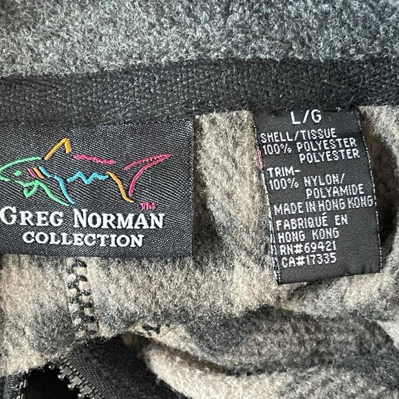 Greg‎ Norman Jacket Mens Large Full Zip Long Sleeve Mock Neck Fleece Plaid Gray - Picture 4 of 7
